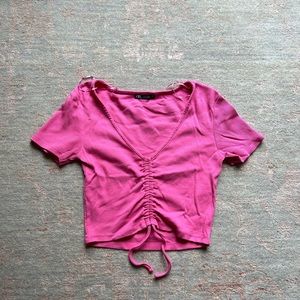 Zara pink cropped v neck euc